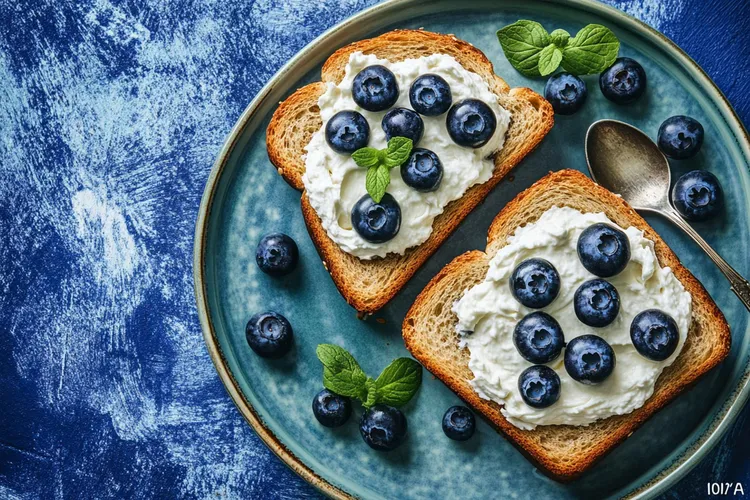 Cream cheese and blueberry toasted sandwich