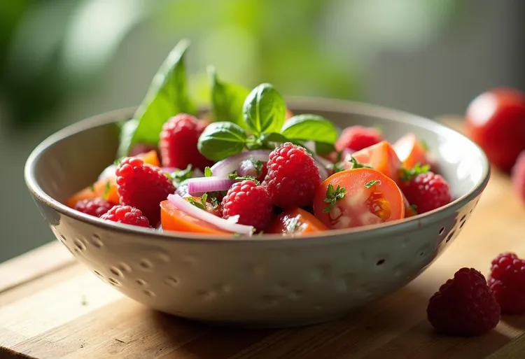 Tomato and raspberry salad