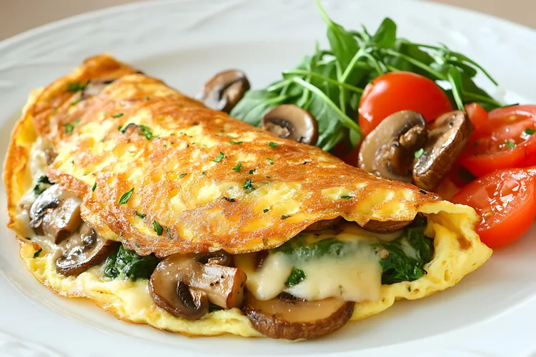 Turkey, goat cheese and spinach omelet