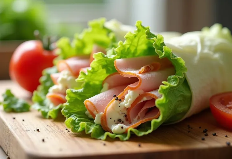 Turkey ham and cottage cheese lettuce wraps