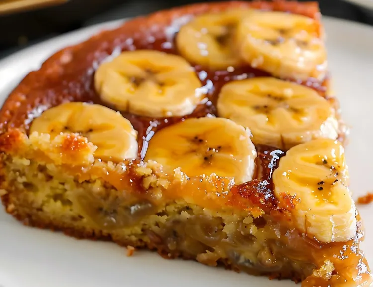 Upside-down caramilk banana cake