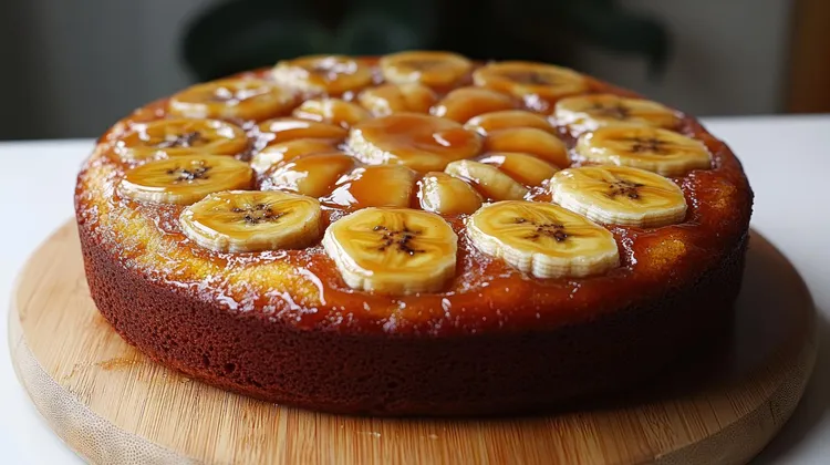 Upside-down sticky banoffee cake