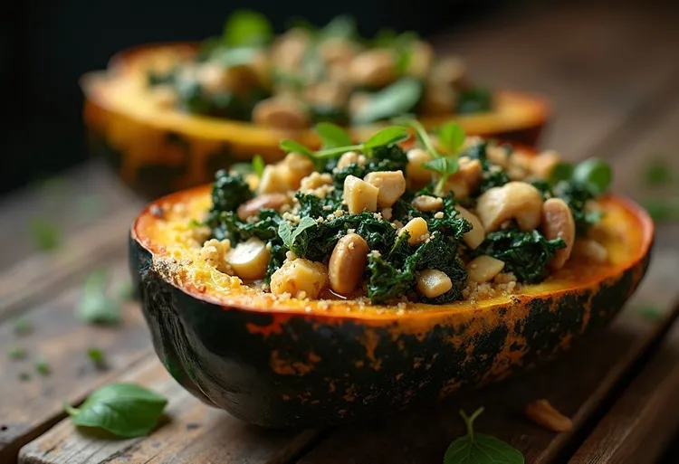 Vegan stuffed acorn squash