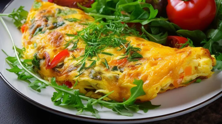 Veggie and ham omelet
