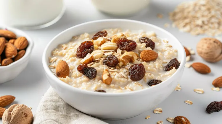 Warm maple-raisin porridge with spices