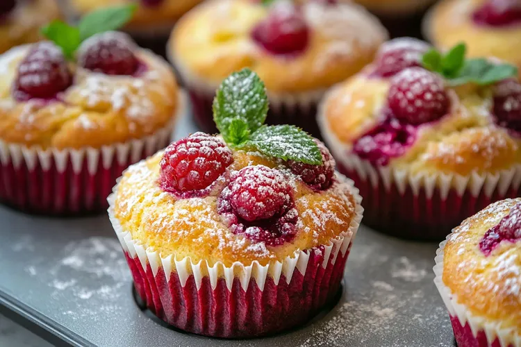 White chocolate and raspberry muffins