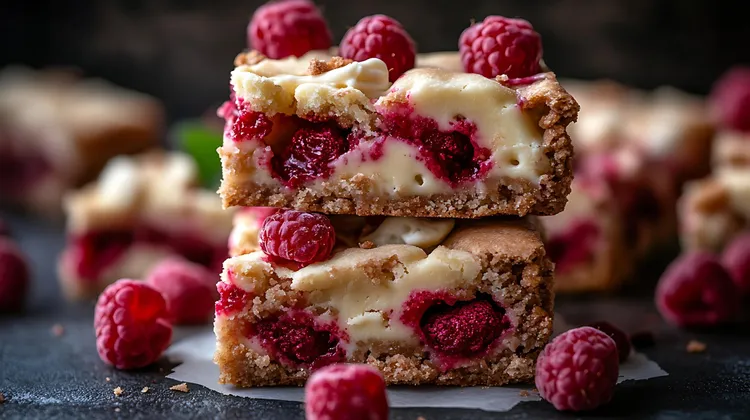White chocolate & raspberry blondies