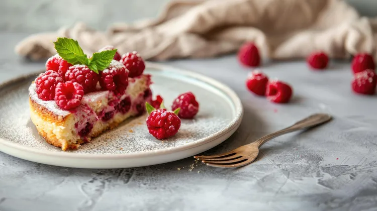 White chocolate & raspberry self-saucing pudding