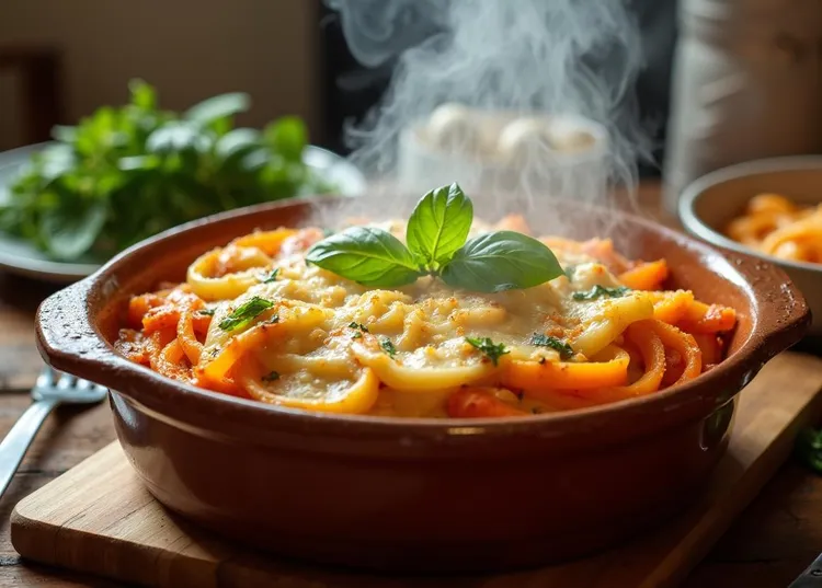 Zucchini and sweet potato zoodle bake
