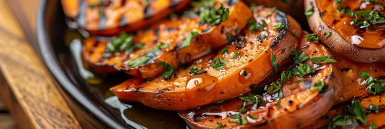 Barbecued sweet potato with gremolata dressing