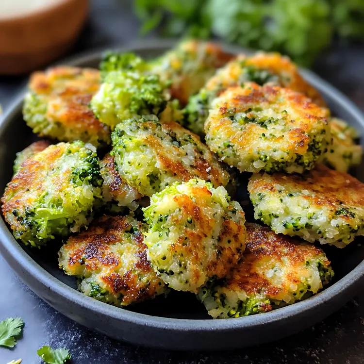 Broccoli tots with onion and olive oil