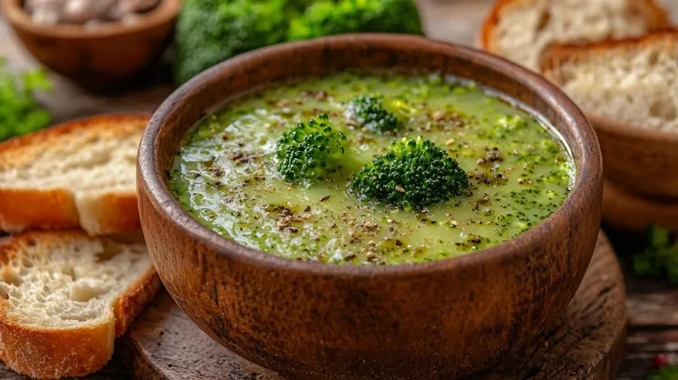 Broccoli and cheese soup with white beans