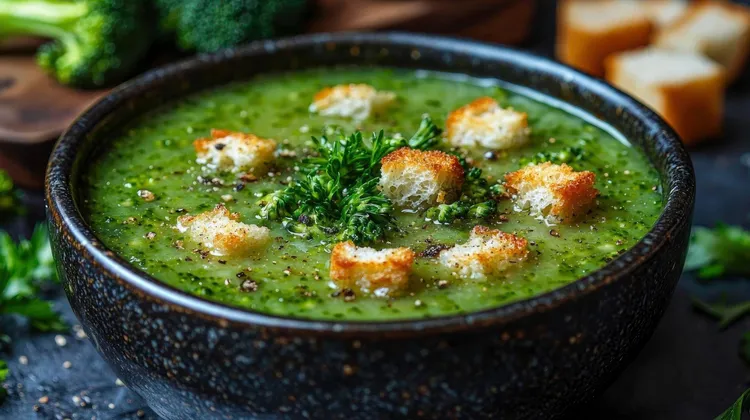 Broccoli potato soup with leeks and carrots