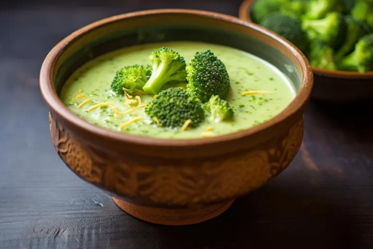 Broccoli soup with cheddar cheese