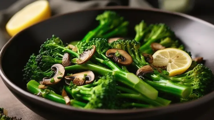 Broccolini and mushroom stir-fry