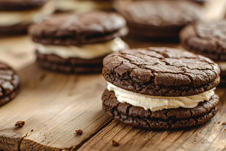 Brownie biscuits & caramel crème fraîche filling