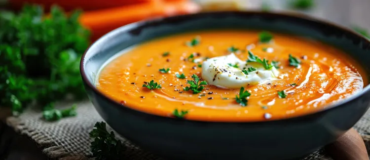 Carrot and ginger soup with yoghurt