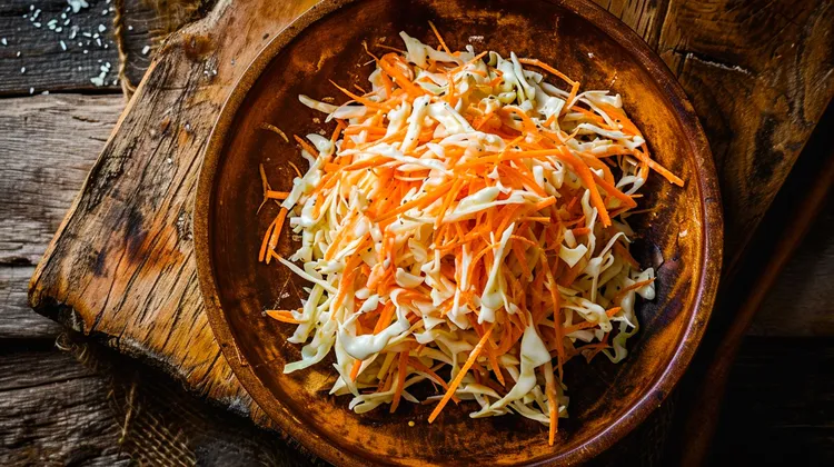 Carrot cabbage slaw with cumin vinaigrette