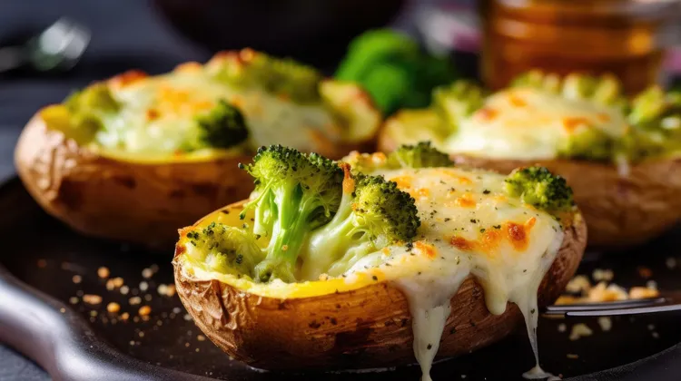 Broccoli and cauliflower twice baked potatoes