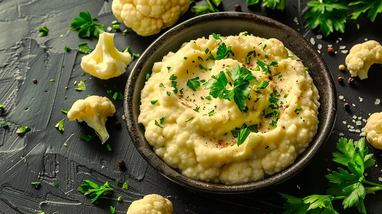 Cheesy cauliflower colcannon mash