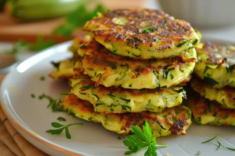 Cheesy zucchini fritters with pumpkin and buttermilk mash