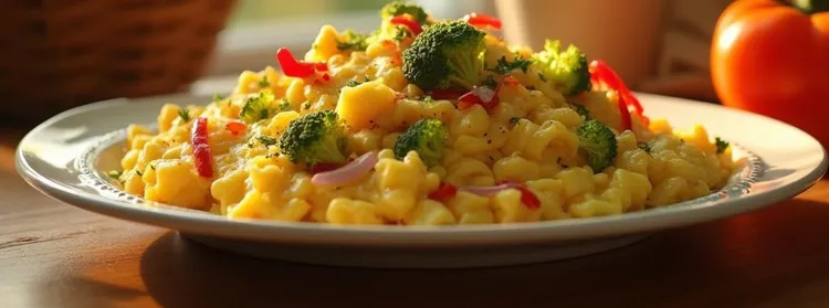 Chilli eggs with garlic broccoli
