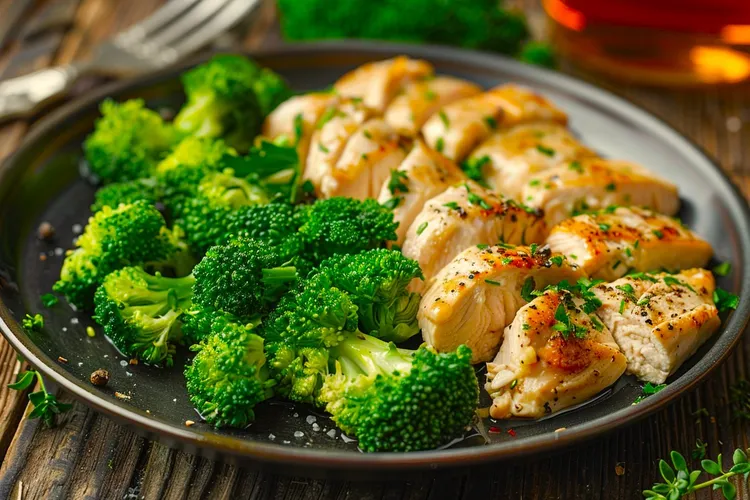 Cilantro lime chicken breast with broccoli and garlic
