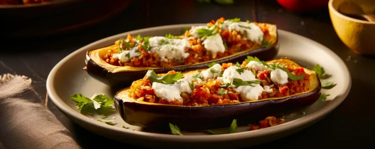 Couscous-stuffed eggplant