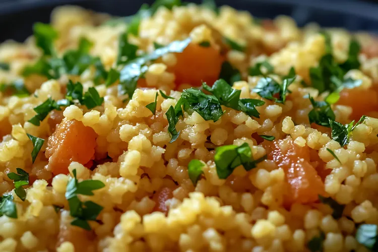 Apricot couscous with coriander and parsley