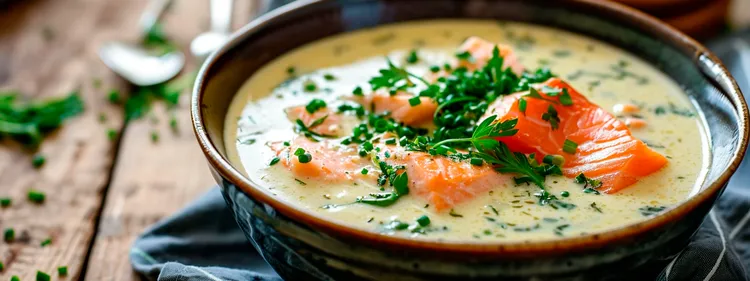Smoked salmon and broccoli soup