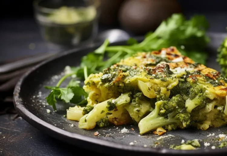 Broccoli, potato and cheese frittata