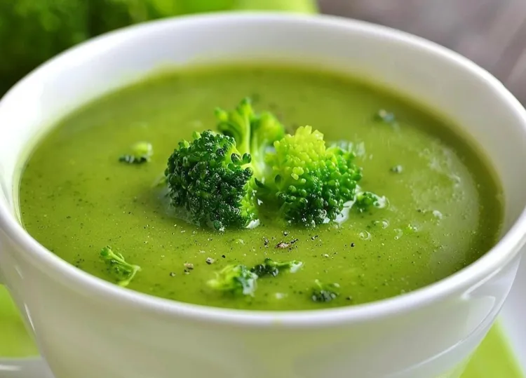 Detox broccoli coconut soup with nutmeg and black pepper