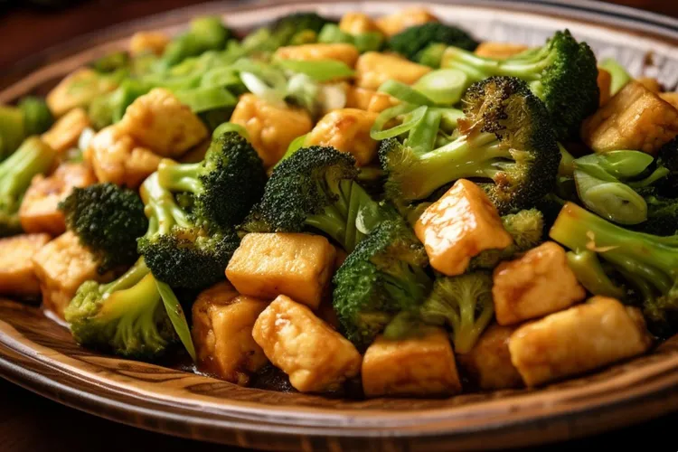 Garlic-infused broccoli and tofu stir-fry