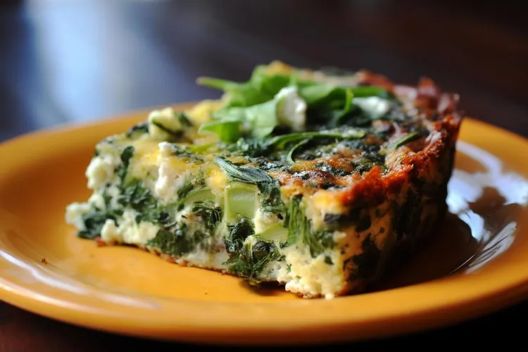 Artichoke, spinach and broccoli frittata with goat cheese