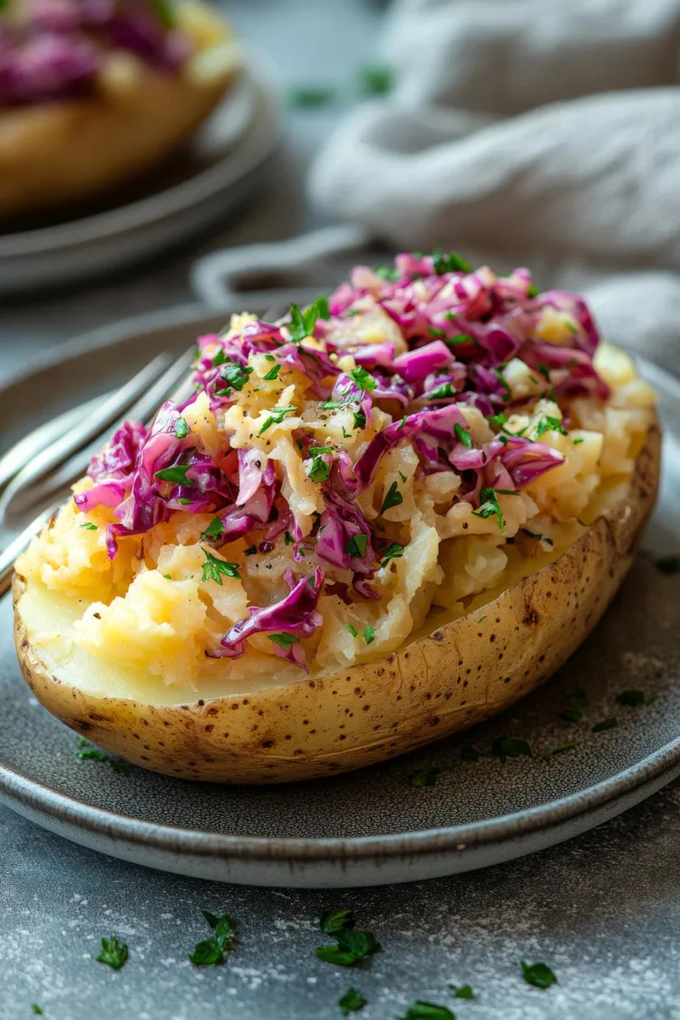 Jacket potato with apple coleslaw