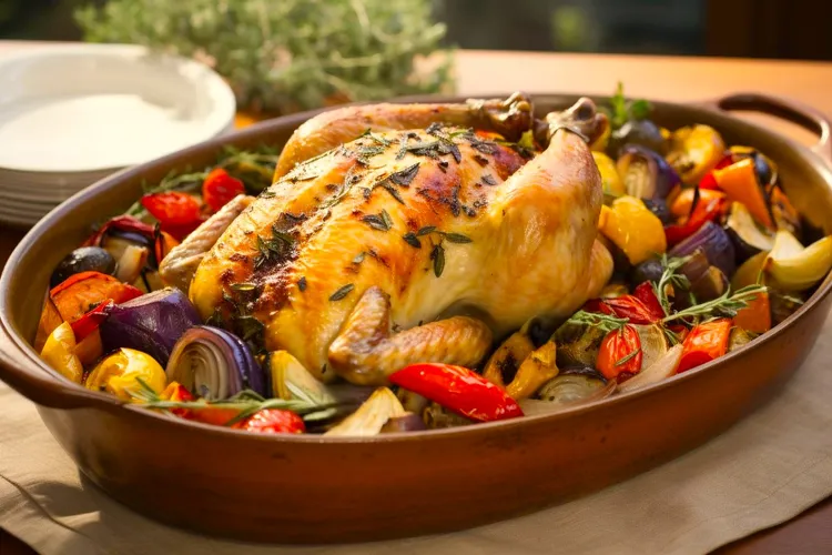 Moroccan roast chicken with apricot and couscous stuffing
