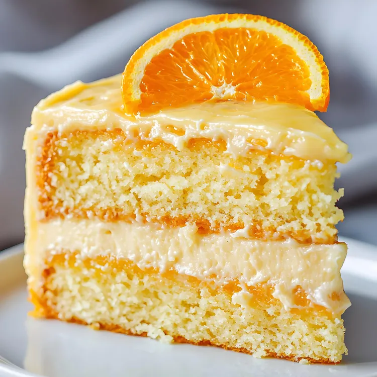 Orange cake with white chocolate ganache
