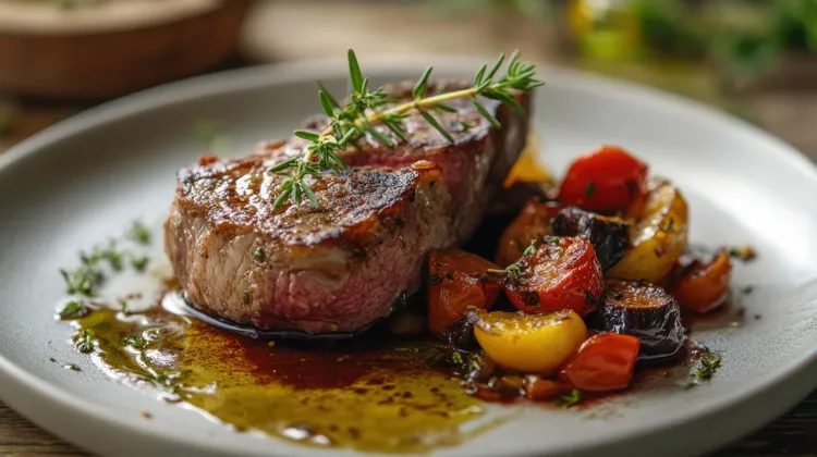 Ratatouille with peppered steak