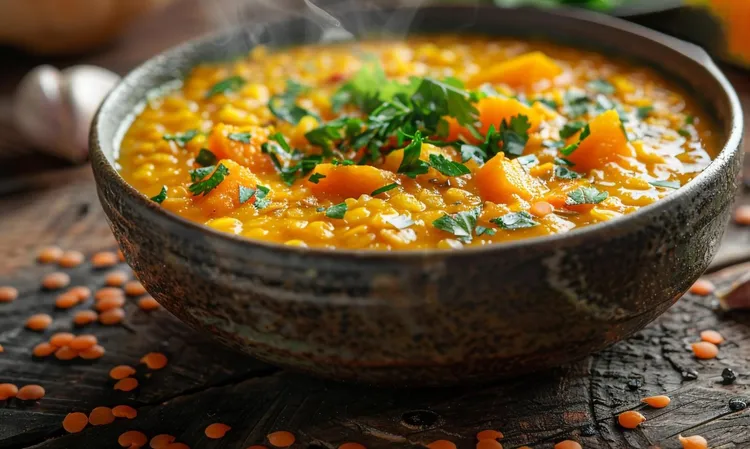 Red lentil dahl with sweet potato