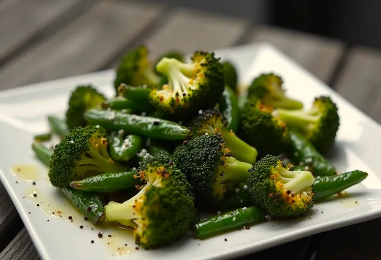 Roasted broccoli and green beans