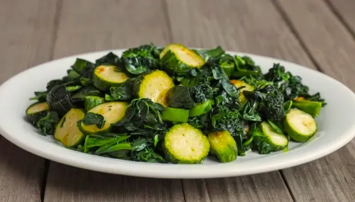Sauteed broccoli, zucchini and baby spinach