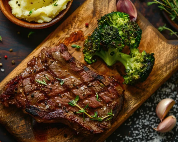 Grilled fillet steak with olive oil and seasoning