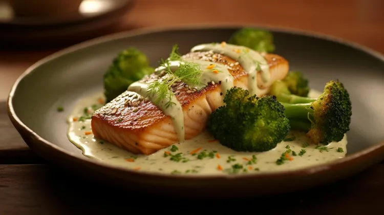 Spiced salmon with yoghurt-herb sauce