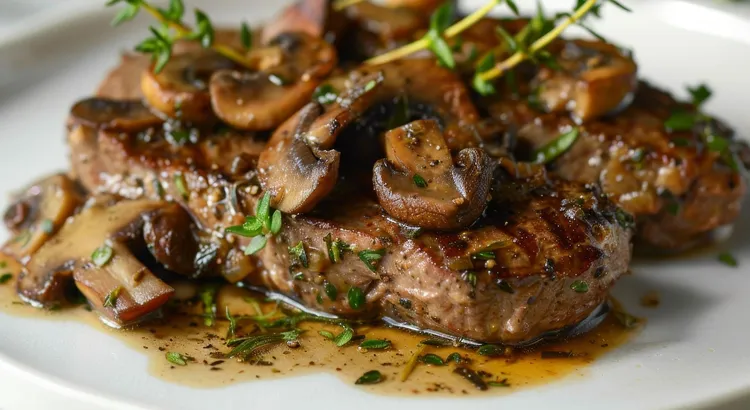 Steak with balsamic mushrooms