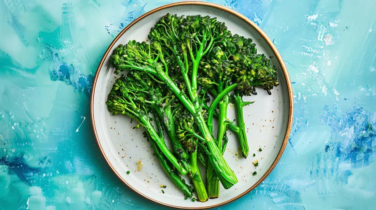 Steamed broccolini with herbed butter