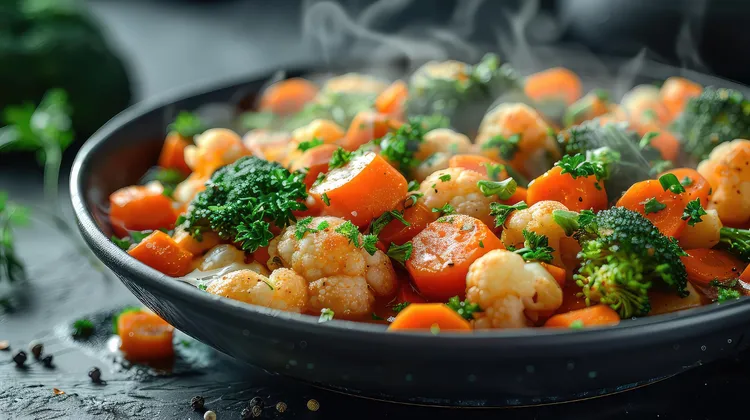 Steamed vegetable medley