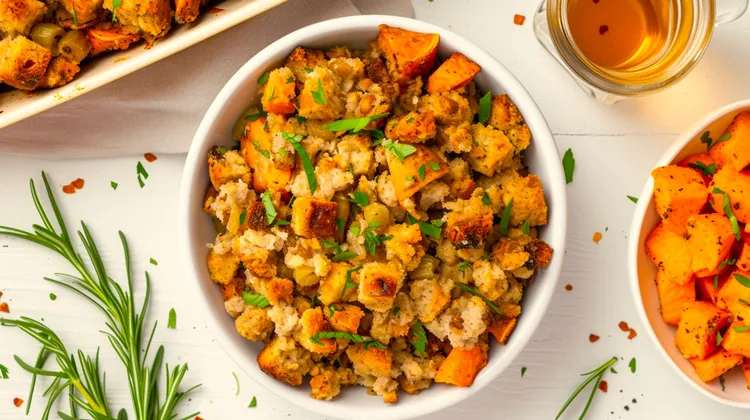 Sweet potato and herb crumble