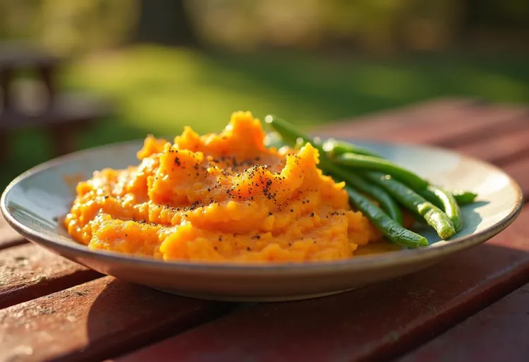 Sweet potato mash and green beans