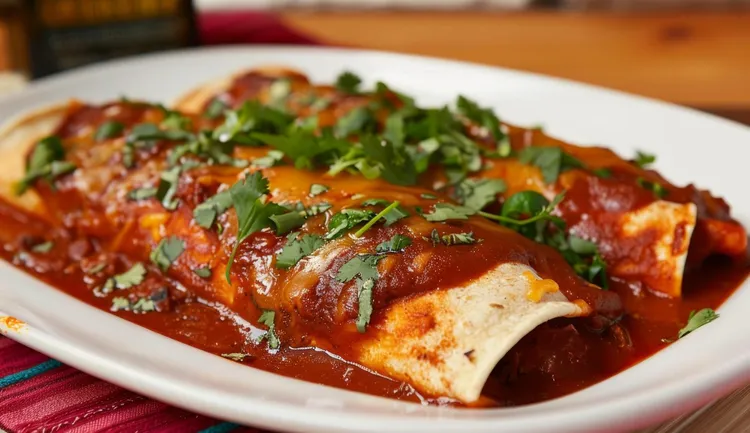 Sweet potato & tofu mole enchiladas with coconut oil and spices
