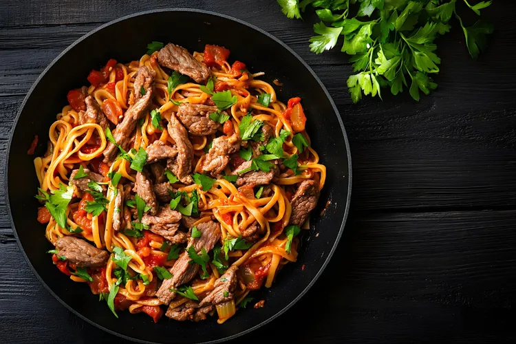 Tomato, lime & beef salad with cellophane noodles